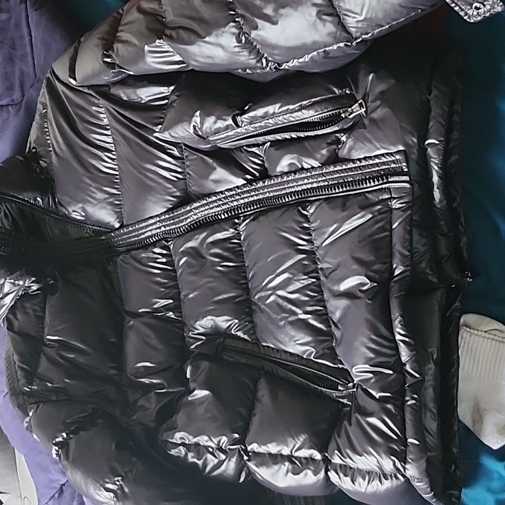 Moncler Black Maya jacket Eu6 American size 2XL. All black